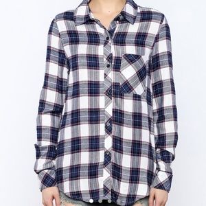 Honey Punch blue and red plaid checkered flannel